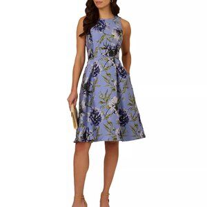 Adrianna Papell Women's Floral-Embroidered Jacquard Dress